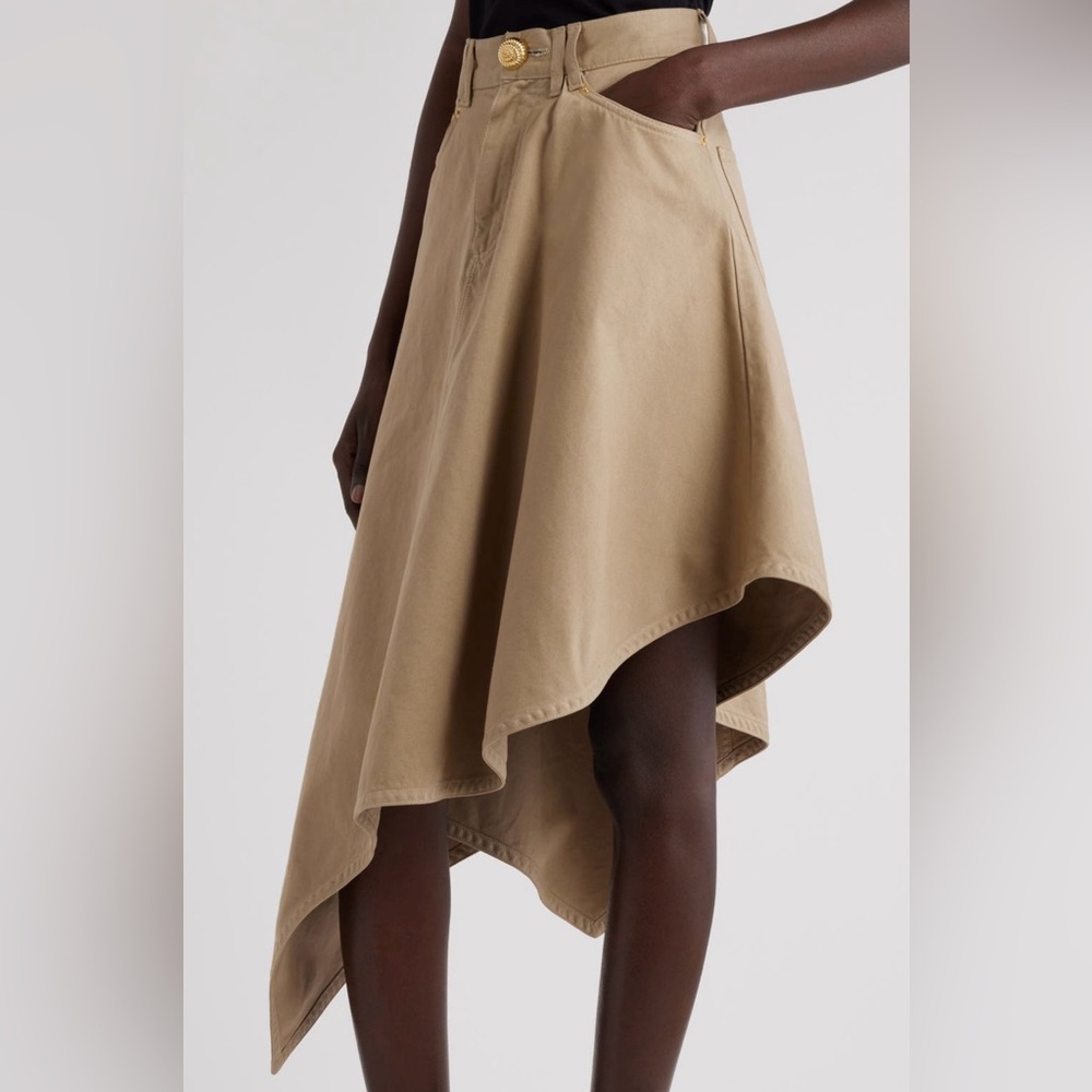 Balmain Asymmetric Cotton Canvas Skirt (0Fk Beige; 4 US / 36 FR) - Picture 5 of 7